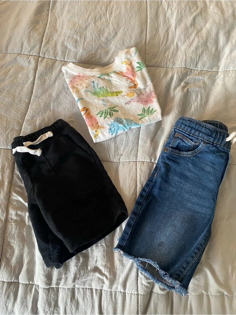Old Navy Kids Denim Shorts and Black Drawstring Shorts Set
